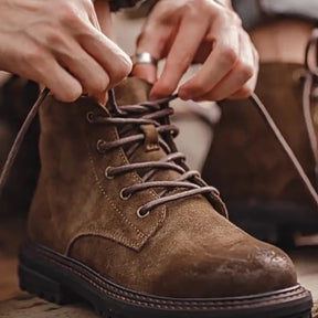 Men’s Waxed Suede Trail Work Boots – Vintage Finish, Leather-Lined Comfort
