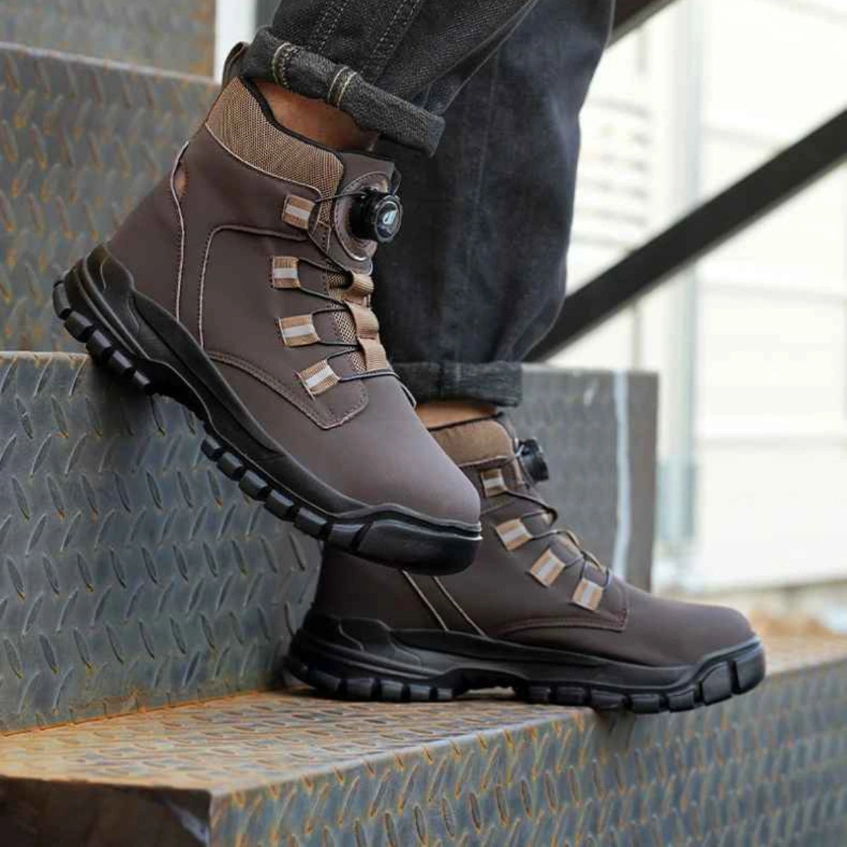 Gardaly | Men’s TorqueLock™ Waterproof Safety Boots – Steel Toe, Kevlar Midsole & Quick-Adjust Dial