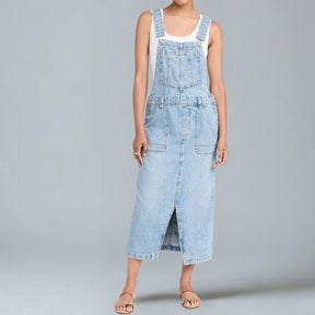 Gardaly Front-Split Denim Pinafore