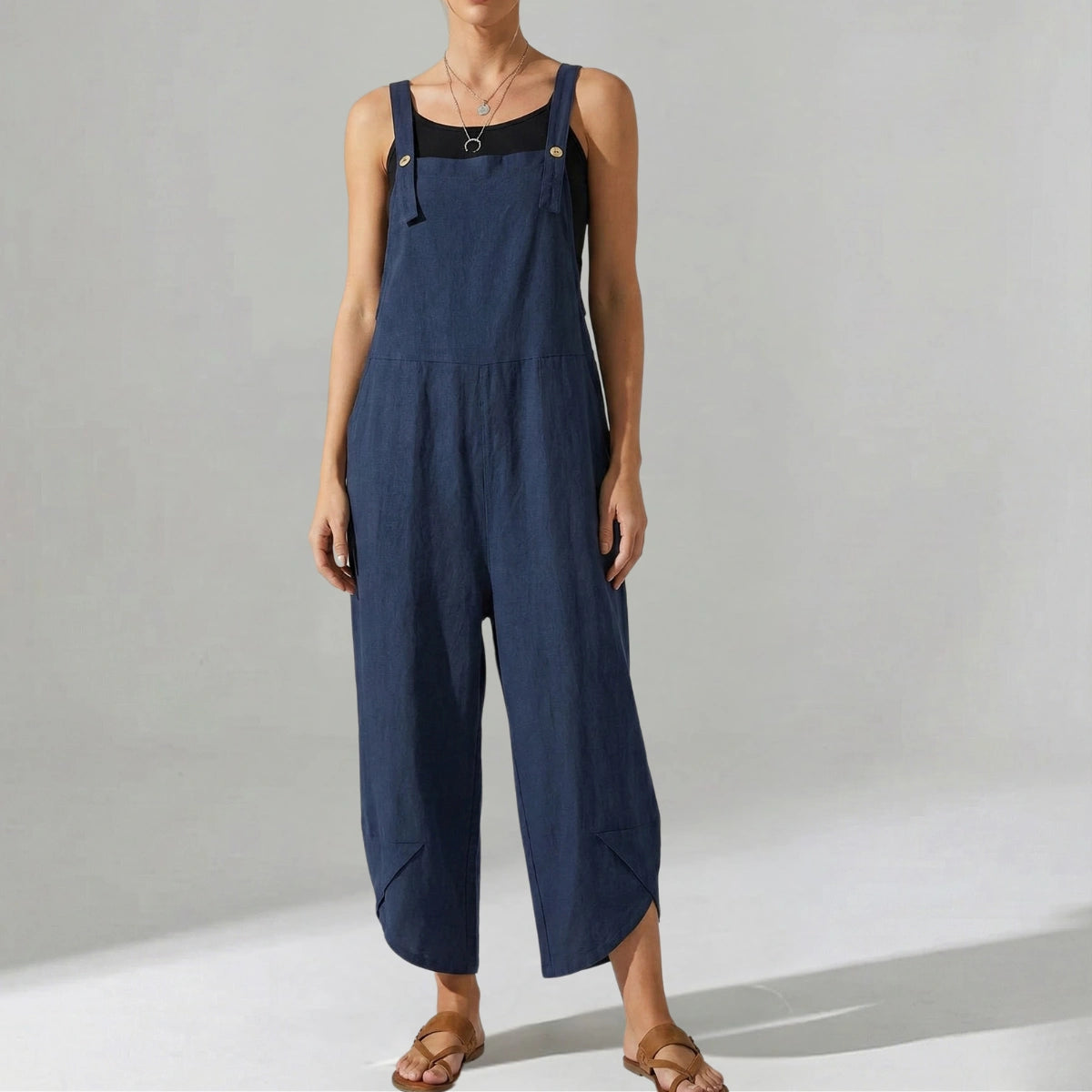 Gardaly Button-Front Casual Overalls Jumpsuit