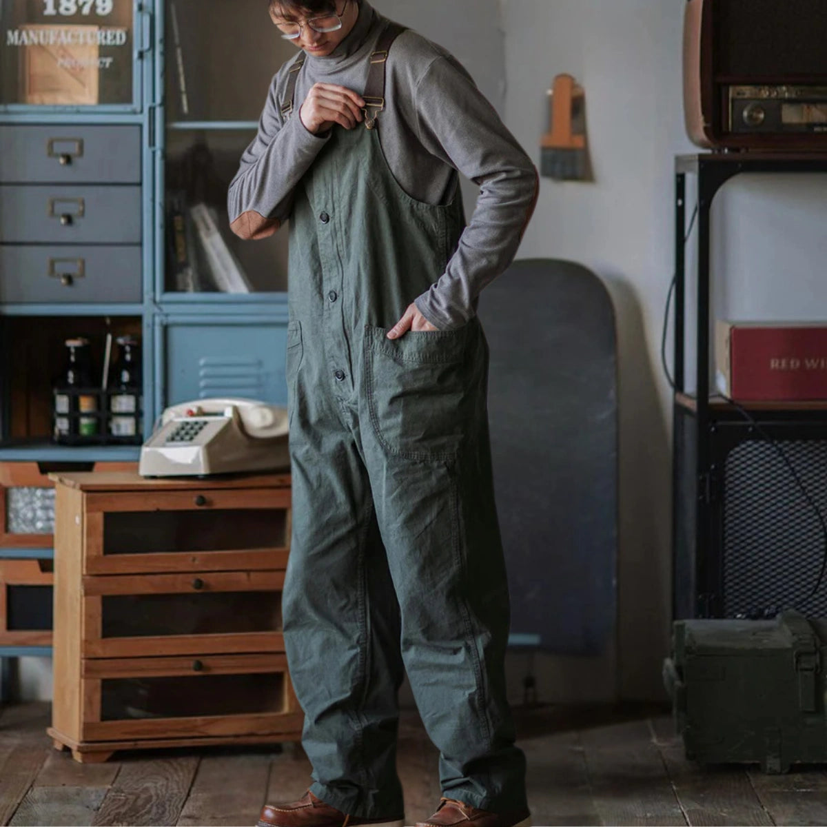 Gardaly Round-Pocket Lightweight Canvas Overalls