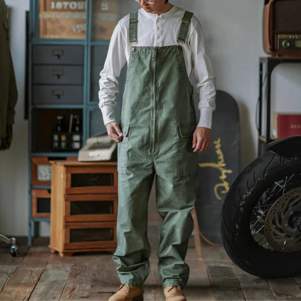 Gardaly Winston Zip-Front Overalls