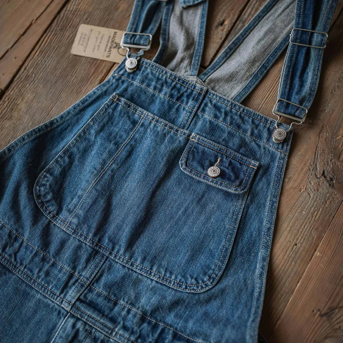 Gardaly Dual-Flap Denim Bib Overalls