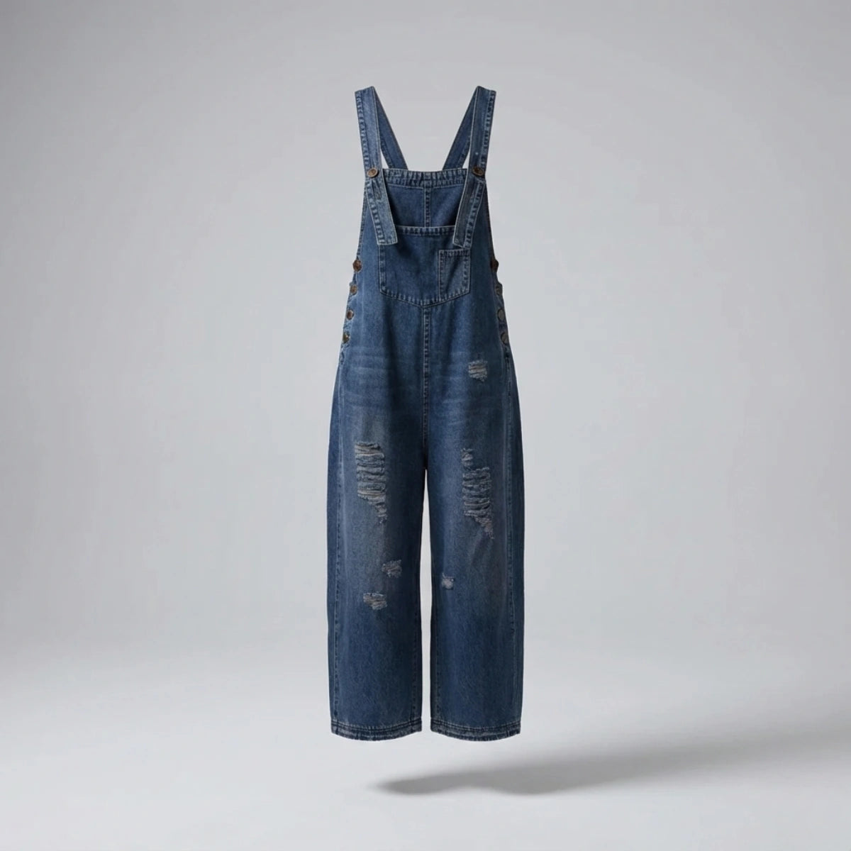 Gardaly Loosened Distressed Denim Overalls
