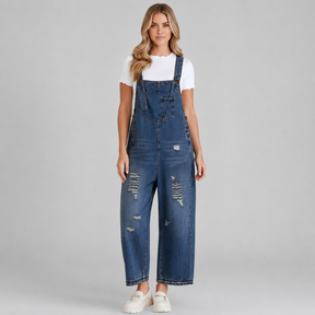 Gardaly Loosened Distressed Denim Overalls