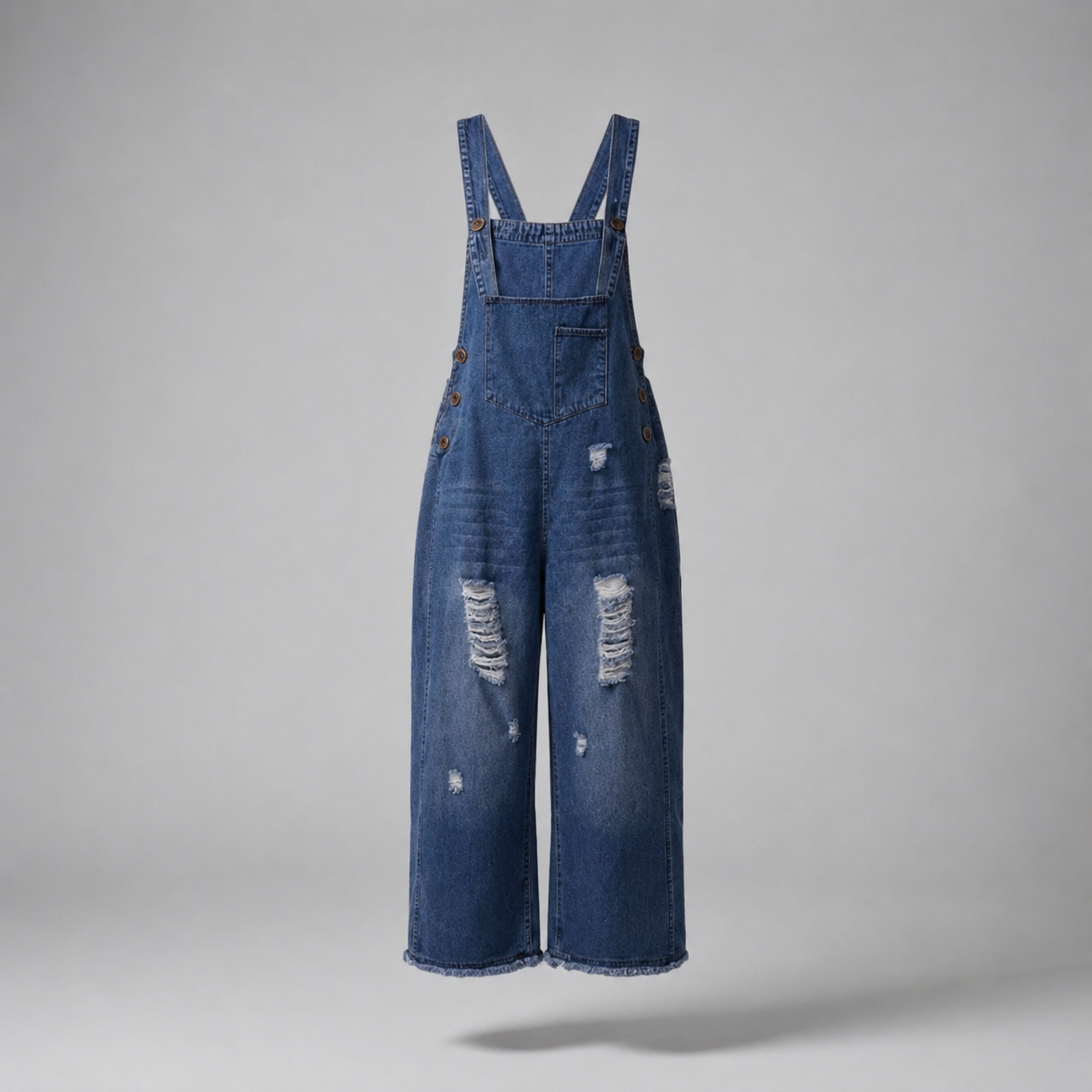 Gardaly Loosened Distressed Denim Overalls