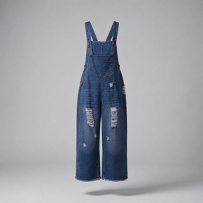 Gardaly Loosened Distressed Denim Overalls