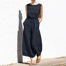 Gardaly High-Rise Sleeveless Loosened Jumpsuit