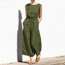Gardaly High-Rise Sleeveless Loosened Jumpsuit