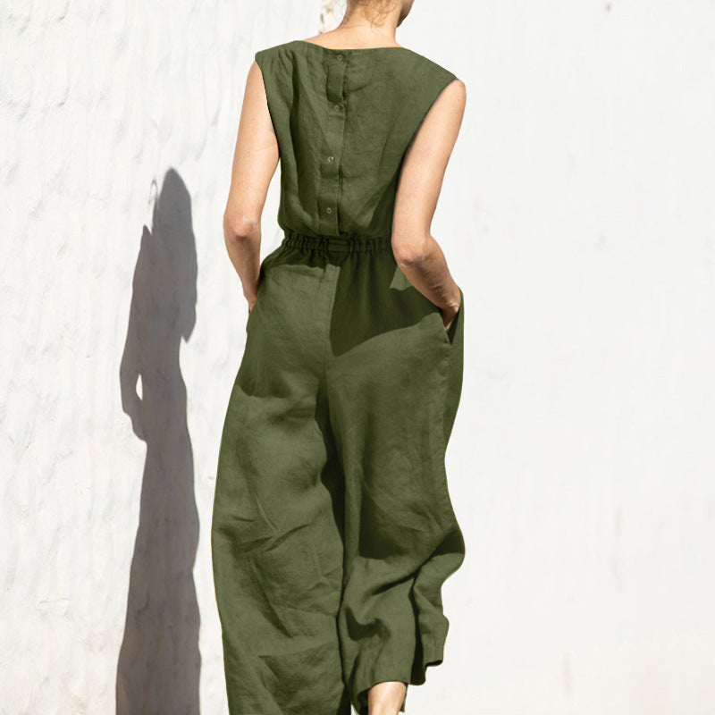 Gardaly High-Rise Sleeveless Loosened Jumpsuit