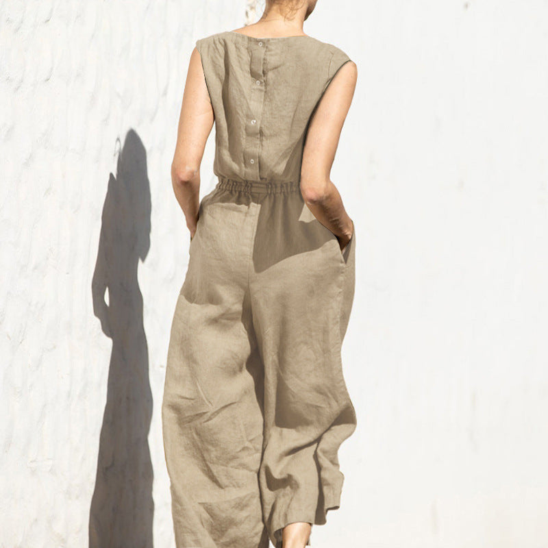 Gardaly High-Rise Sleeveless Loosened Jumpsuit
