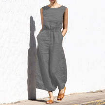 Gardaly High-Rise Sleeveless Loosened Jumpsuit