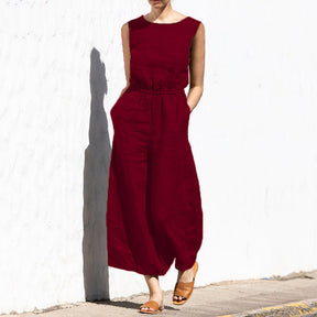 Gardaly High-Rise Sleeveless Loosened Jumpsuit