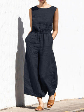 Gardaly High-Rise Sleeveless Loosened Jumpsuit