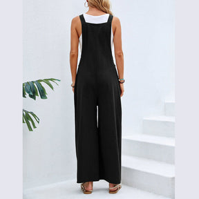 Gardaly Strap-Button Wide-Leg Sleeveless Jumpsuit