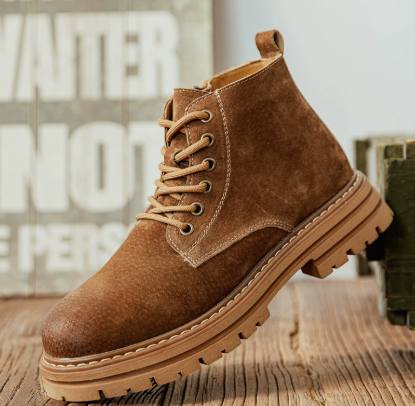 Men’s Waxed Suede Trail Work Boots – Vintage Finish, Leather-Lined Comfort