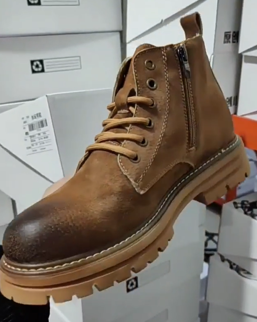 Men’s Waxed Suede Trail Work Boots – Vintage Finish, Leather-Lined Comfort